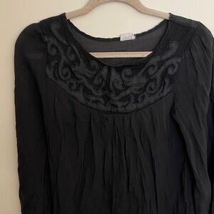 Tobi Black Blouse with Embroidered Detail